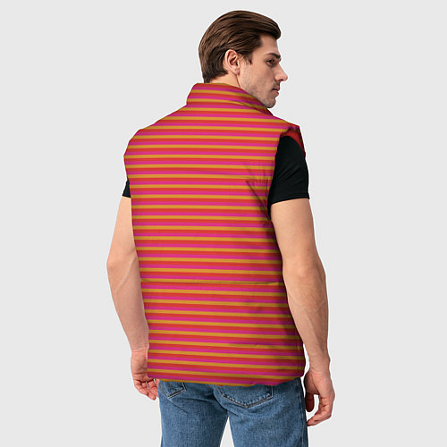Мужской жилет Полосы красный розовый и оранжевый / 3D-Красный – фото 4
