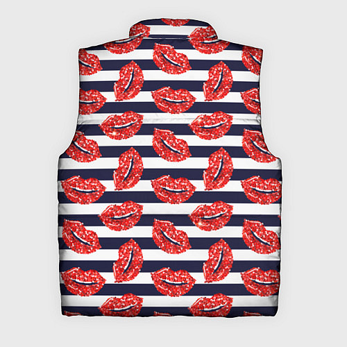 Мужской жилет Женские губы с красной блестящей помадой на полоса / 3D-Черный – фото 2
