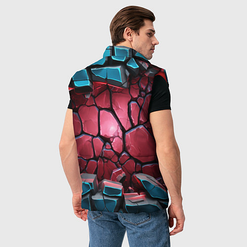 Мужской жилет Объемные слои разбитых плит / 3D-Красный – фото 4