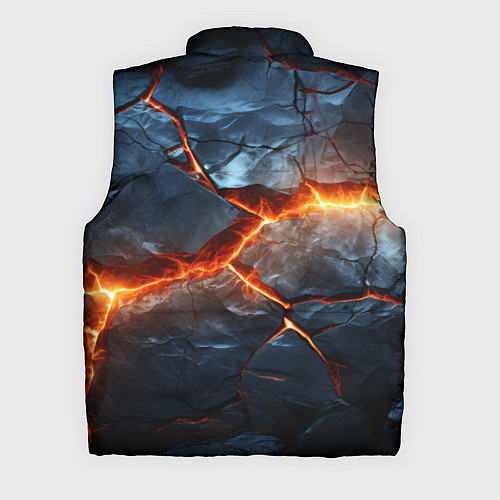 Мужской жилет Черная треснутая плита - текстура / 3D-Красный – фото 2