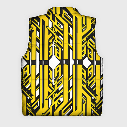 Мужской жилет Чёрно-жёлтые техно полосы на белом фоне / 3D-Черный – фото 2