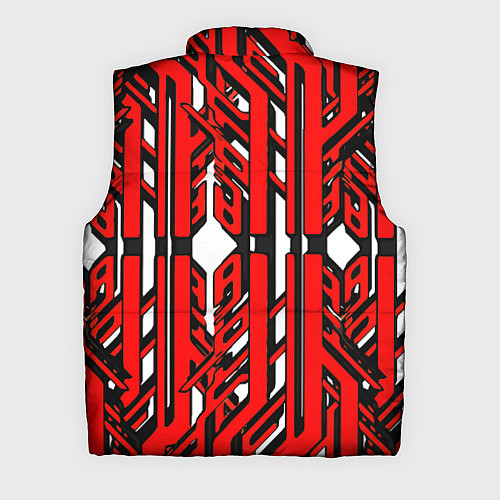 Мужской жилет Чёрно-красные техно полосы на белом фоне / 3D-Красный – фото 2