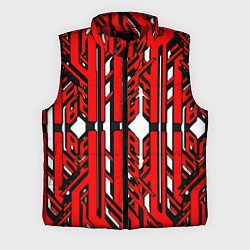 Мужской жилет Чёрно-красные техно полосы на белом фоне