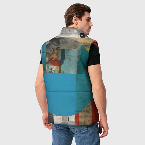 Мужской жилет Абстрактный ретро коллаж / 3D-Красный – фото 4