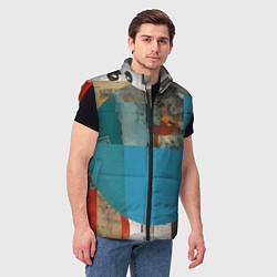 Мужской жилет Абстрактный ретро коллаж, цвет: 3D-красный — фото 2