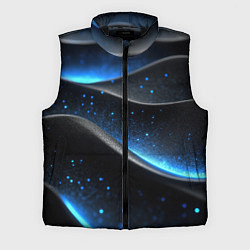 Мужской жилет Черная волнистая текстура с синей пыльцой, цвет: 3D-черный