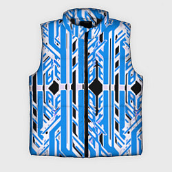 Мужской жилет Бело-синие техно полосы на чёрном фоне