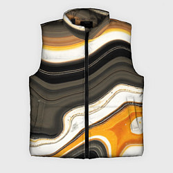 Мужской жилет Волнистые чёрно-жёлтые полосы на белом фоне
