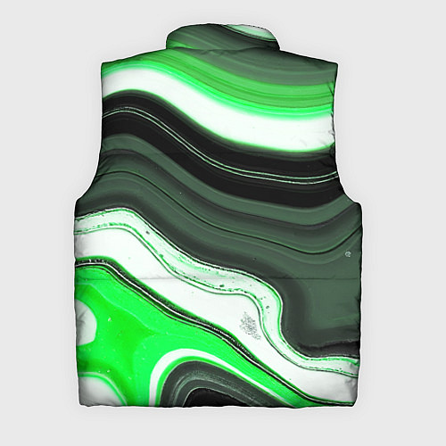 Мужской жилет Волнистые горизонтальные чёрно-зелёные полосы на б / 3D-Красный – фото 2