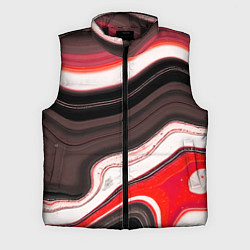Мужской жилет Волнистые горизонтальные чёрно-красные полосы на б