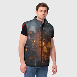 Мужской жилет Череп - огонь, цвет: 3D-красный — фото 2