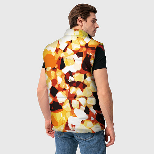 Мужской жилет Жёлто-белая абстракция на чёрном фоне / 3D-Красный – фото 4