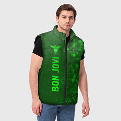 Мужской жилет Bon Jovi - green gradient по-вертикали, цвет: 3D-черный — фото 2