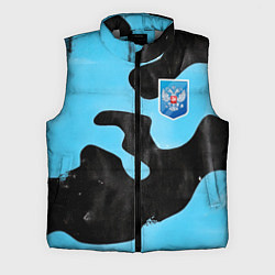 Мужской жилет Черно-зеленый камуфляж и герб РФ, цвет: 3D-светло-серый