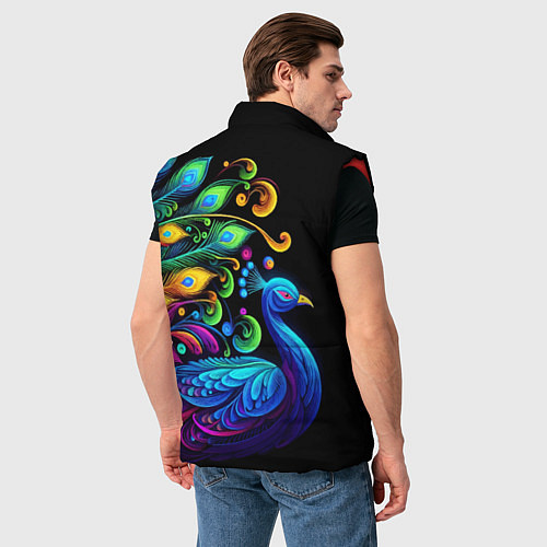 Мужской жилет Neon peacock - art / 3D-Красный – фото 4