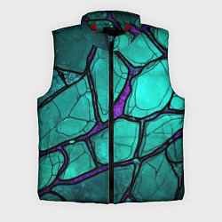 Мужской жилет Зеленые плиты с фиолетовым разломом, цвет: 3D-красный
