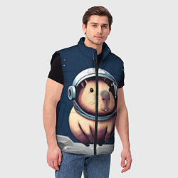 Мужской жилет Капибара космонавт в космосе, цвет: 3D-черный — фото 2