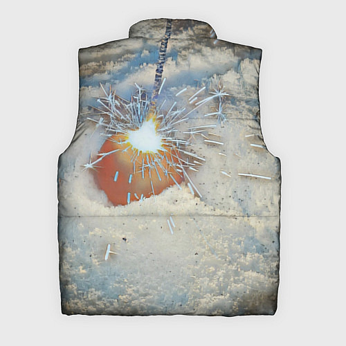 Мужской жилет Искрящийся мандарин на снегу / 3D-Черный – фото 2