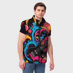 Мужской жилет Psychedelic abstract guitar, цвет: 3D-красный — фото 2