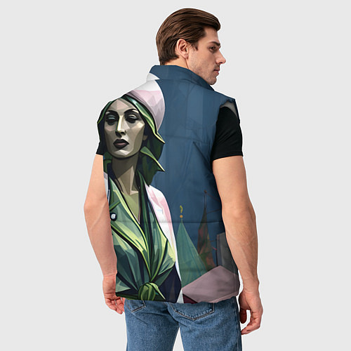 Мужской жилет Девушка в зеленом платье / 3D-Светло-серый – фото 4