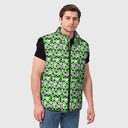 Мужской жилет Киберпанк шестиугольники зелёные, цвет: 3D-черный — фото 2