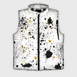 Мужской жилет Черные и золотистые пятна краски на белом фоне