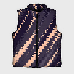 Мужской жилет Фиолетовый с бежевым искажённые полосы, цвет: 3D-черный