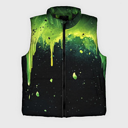 Мужской жилет Зеленая стекающая краска по черному фону