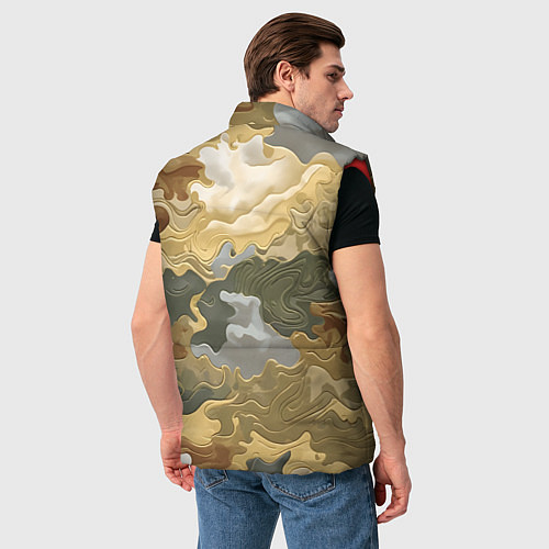 Мужской жилет Золотистый камуфляж / 3D-Красный – фото 4