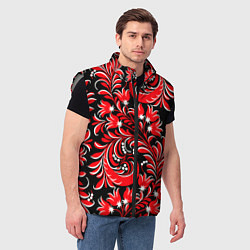 Мужской жилет Хохлома - красная роспись, цвет: 3D-светло-серый — фото 2