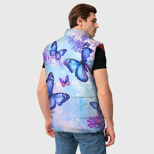 Мужской жилет Бабочки и сирень - нежная голубая живопись / 3D-Красный – фото 4
