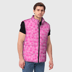 Мужской жилет Малиново розовые пузыри и горохи, цвет: 3D-черный — фото 2