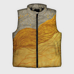 Мужской жилет Золотые волны на сером текстура, цвет: 3D-черный