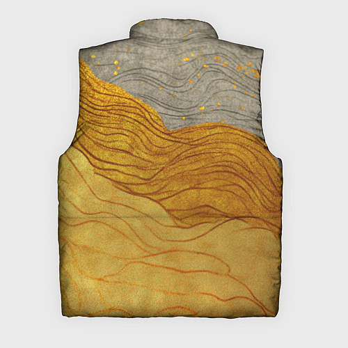 Мужской жилет Золотые волны на сером текстура / 3D-Черный – фото 2