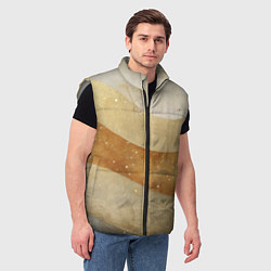 Мужской жилет Бежево-золотые полосы с блестками, цвет: 3D-светло-серый — фото 2