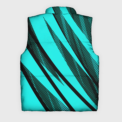 Мужской жилет Неоновый голубой с чёрным абстракция с полосами / 3D-Черный – фото 2