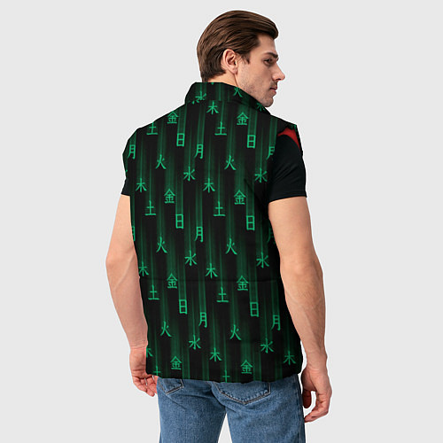Мужской жилет Паттерн с днями недели зелеными иероглифами / 3D-Красный – фото 4
