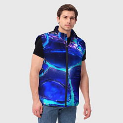 Мужской жилет Объемные плиты в неоновом свечение, цвет: 3D-черный — фото 2