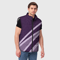 Мужской жилет Фиолетовый абстрактный с полосой, цвет: 3D-светло-серый — фото 2