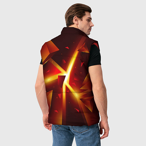 Мужской жилет Трехмерный взрыв неоновых плит абстракция / 3D-Красный – фото 4