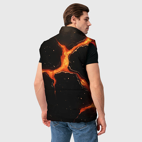 Мужской жилет Оранжевый разлом на черной текстуре / 3D-Красный – фото 4