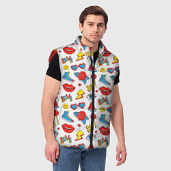 Мужской жилет Паттерн с яркими молодежными стикерами, цвет: 3D-красный — фото 2