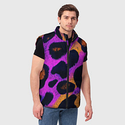 Мужской жилет Неоновый леопардовый узор, цвет: 3D-черный — фото 2
