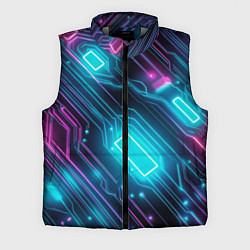 Мужской жилет Неоновый узор киберпанк микросхемы, цвет: 3D-светло-серый