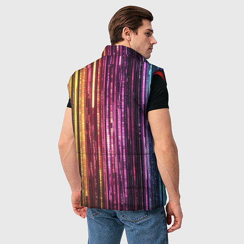 Мужской жилет Неоновый и переливающийся киберпанк узор / 3D-Красный – фото 4