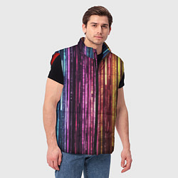 Мужской жилет Неоновый и переливающийся киберпанк узор, цвет: 3D-красный — фото 2