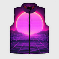 Мужской жилет Синтвейв ретровейв неоновый узор и солнце, цвет: 3D-красный