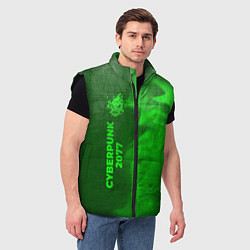 Мужской жилет Cyberpunk 2077 - green gradient по-вертикали, цвет: 3D-черный — фото 2