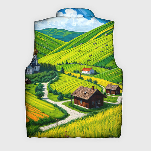 Мужской жилет Русская душа и поле / 3D-Черный – фото 2