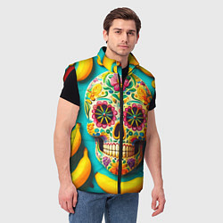 Мужской жилет Череп и бананы - летняя композиция, цвет: 3D-красный — фото 2